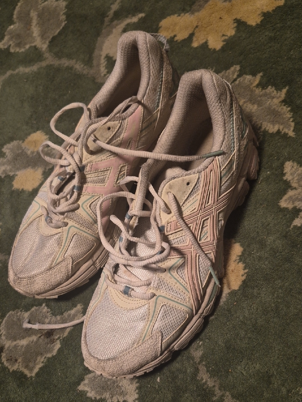 Asics Women's Pastel Pink and Beige Athletic Sneakers